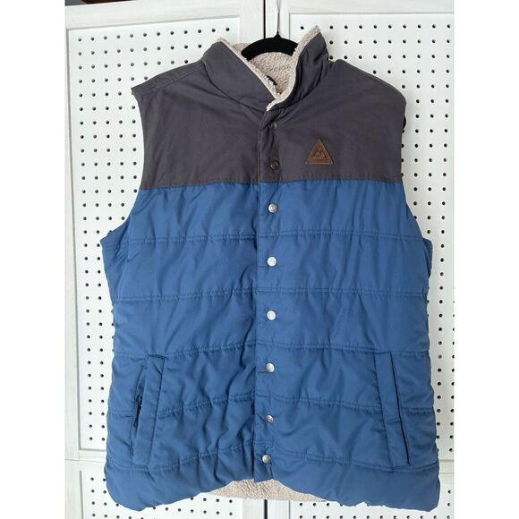 Avalanche Other - Men's Large L Avalanche Moss Canvas Vest Jacket Sherpa Lined Blue / Gray
